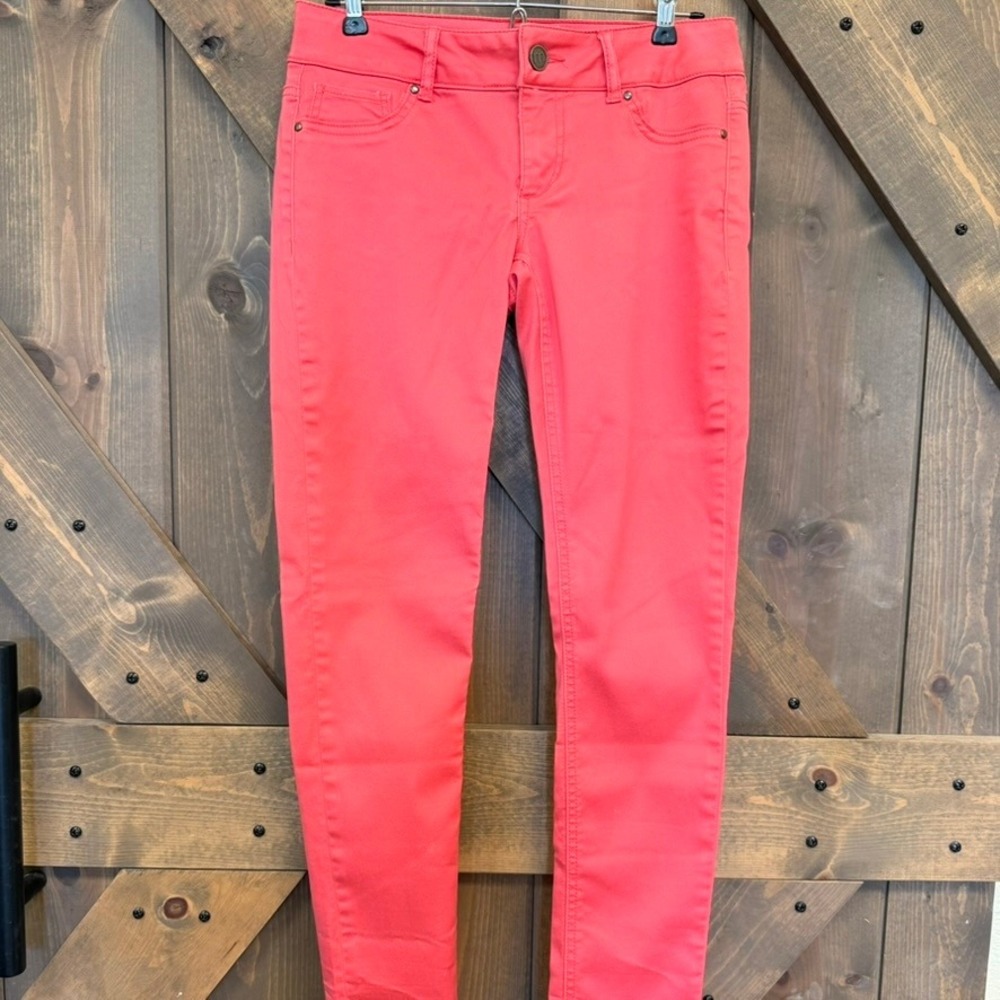Maurices Skinny Pants Women S-R Coral Good Stretch Casual Mid Rise Slim
